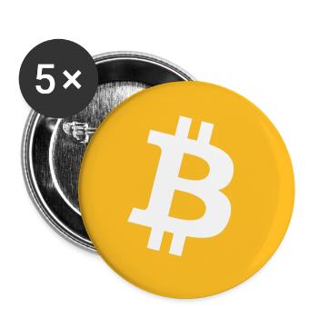 Bitcoin Logo Round Coin - Lot de 5 grands badges (56 mm) - blanc - Devant