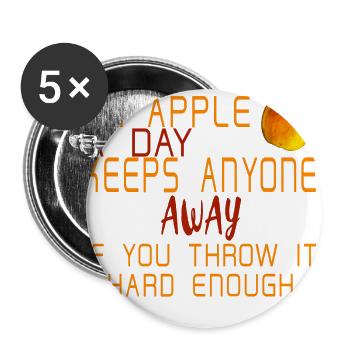 Ein Apfel am Tag - Geschenkidee Lustiger Spruch - Buttons groß 56 mm (5er Pack) - Weiß - Vorne