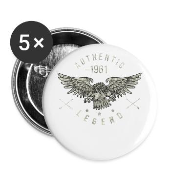 authentic legend 1961 Geburtstag, Geburtsjahr - Buttons groß 56 mm (5er Pack) - Weiß - Vorne