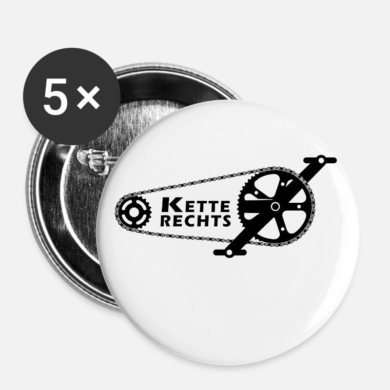 Kette Rechts! Clean - Buttons groß 56 mm (5er Pack) - Weiß
