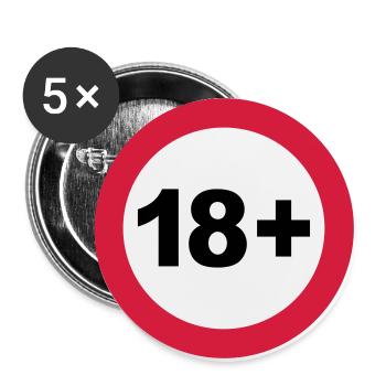 18 / 18. Geburtstag. / 18+ - Buttons groß 56 mm (5er Pack) - Weiß - Vorne