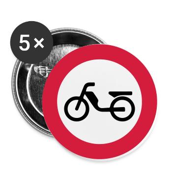 Mofa Moped Verbot Verbotsschild Verkehrsschild 2c - Buttons groß 56 mm (5er Pack) - Weiß - Vorne