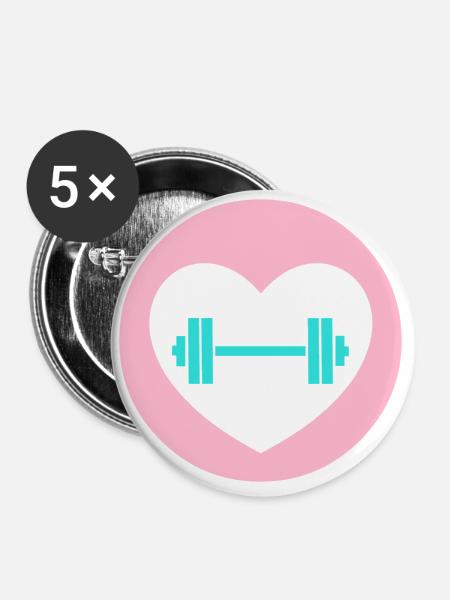 Workout - Buttons groß 56 mm (5er Pack) - Weiß