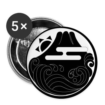 Japanisches Motiv "Fuji und Welle" - Buttons groß 56 mm (5er Pack) - Weiß - Vorne