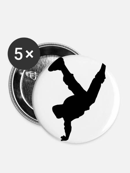 Breakdance - Buttons groß 56 mm (5er Pack) - Weiß