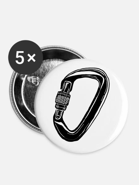 Kletter Karabiner - Kletter T-Shirt - Buttons groß 56 mm (5er Pack) - Weiß