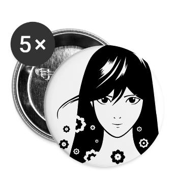 Mädchen Comic - Buttons groß 56 mm (5er Pack) - Weiß - Vorne