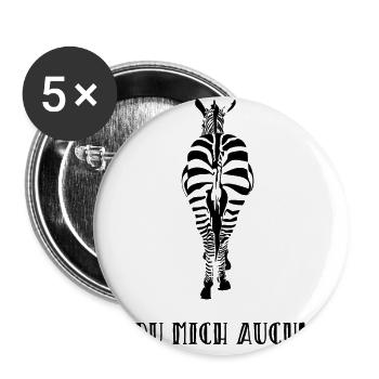 Du mich auch,Du kannst mich mal Zebra Geschenk - Buttons groß 56 mm (5er Pack) - Weiß - Vorne
