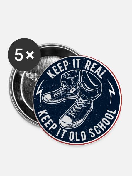 Keep It Oldschool - Buttons large 2.2''/56 mm (5-pack) - white