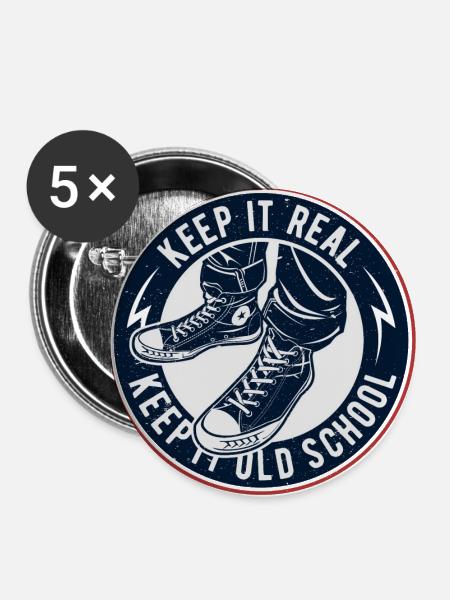 Keep It Oldschool - Buttons large 2.2''/56 mm (5-pack) - white