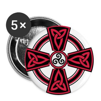 Croix Celtique - Lot de 5 grands badges (56 mm) - blanc - Devant