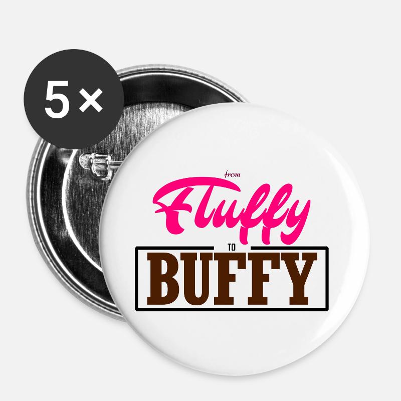 From Fluffy to Buffy - Buttons large 2.2''/56 mm (5-pack) - white