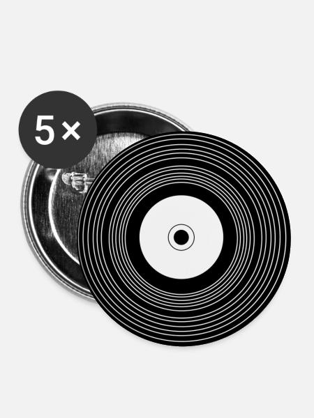 Schallplatte - Buttons groß 56 mm (5er Pack) - Weiß