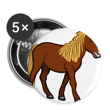 cheval - Lot de 5 grands badges (56 mm) - blanc - Devant