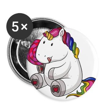 Lolli Einhorn Comic - Buttons groß 56 mm (5er Pack) - Weiß - Vorne