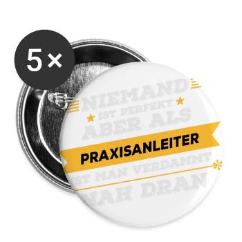Praxisanleiter Beruf Geschenk - Buttons groß 56 mm (5er Pack) - Weiß - Vorne