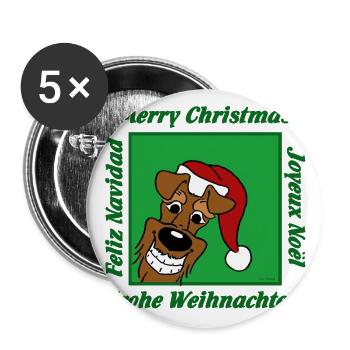 Irish Terrier Weihnacht - Buttons groß 56 mm (5er Pack) - Weiß - Vorne