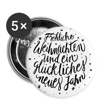 Weihnachtszeit Neujahr Weihnachten Silvester Gruß - Buttons groß 56 mm (5er Pack) - Weiß - Vorne