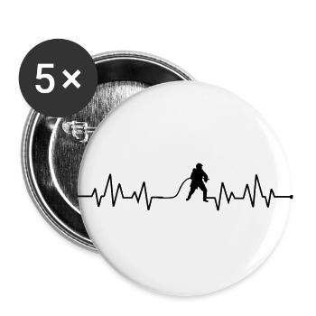 Herzschlag feuerwehrmann - Buttons groß 56 mm (5er Pack) - Weiß - Vorne