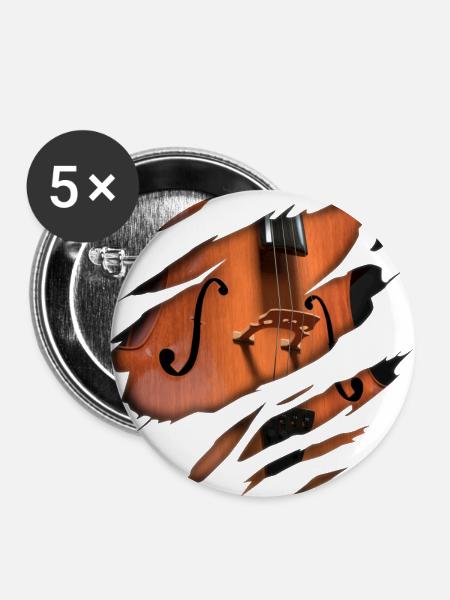 Cello in mir - Buttons groß 56 mm (5er Pack) - Weiß