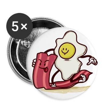 Egg rides bacon slice - Buttons large 2.2''/56 mm (5-pack) - white - Front