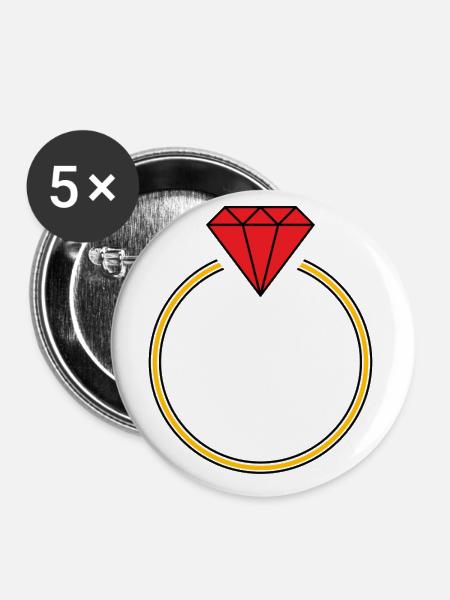 Diamantring - Buttons groß 56 mm (5er Pack) - Weiß