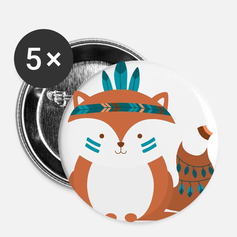 Indian Fuchs - Buttons large 2.2''/56 mm (5-pack) - white