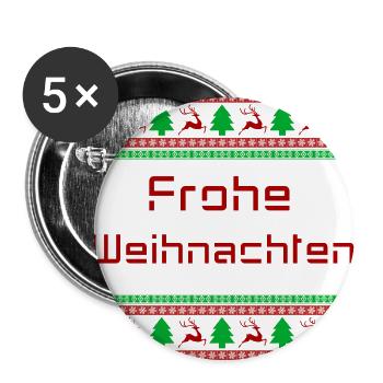 Frohe Weihnachten - Buttons groß 56 mm (5er Pack) - Weiß - Vorne