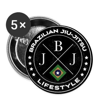 Brazilian Jiu-Jitsu - Buttons groß 56 mm (5er Pack) - Weiß - Vorne
