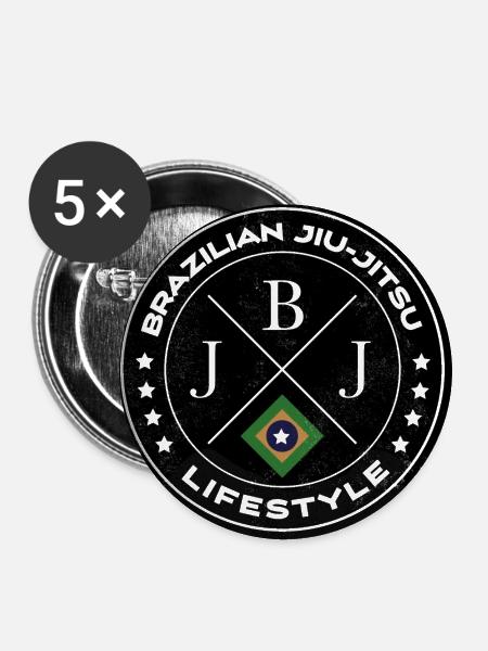 Brazilian Jiu-Jitsu - Buttons groß 56 mm (5er Pack) - Weiß