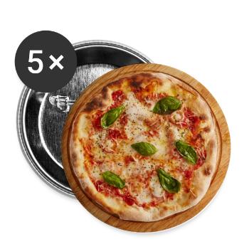 pizza margherita pizzeria food food - Buttons large 2.2''/56 mm (5-pack) - white - Front