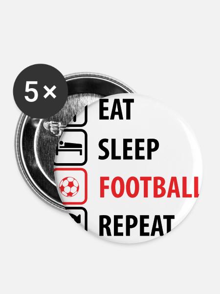Fußball - Buttons groß 56 mm (5er Pack) - Weiß