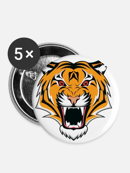 Tiger Merch - Buttons groß 56 mm (5er Pack) - Weiß