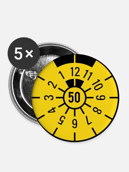 TÜV 1950 - Buttons groß 56 mm (5er Pack) - Weiß