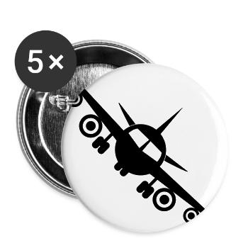 Flugzeug - Fliegen - Buttons groß 56 mm (5er Pack) - Weiß - Vorne