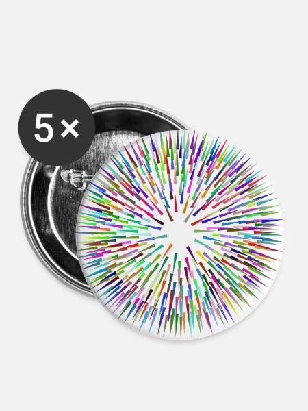 Bunte Nadeln abstrakt - Buttons groß 56 mm (5er Pack) - Weiß