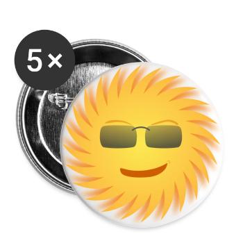 Sun with sunglasses. Gift - Buttons large 2.2''/56 mm (5-pack) - white - Front