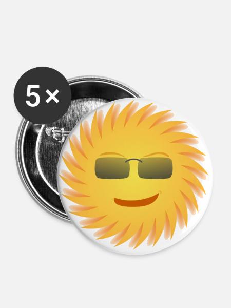 Sun with sunglasses. Gift - Buttons large 2.2''/56 mm (5-pack) - white