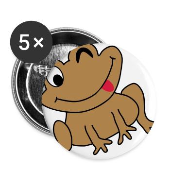 Frosch Idee Glücklich Cartoon Kinder Geschenk - Buttons groß 56 mm (5er Pack) - Weiß - Vorne