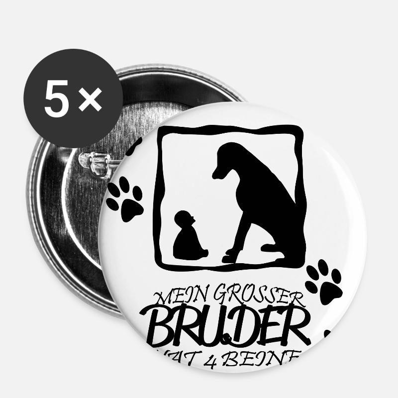 My big brother has 4 paws - Buttons large 2.2''/56 mm (5-pack) - white