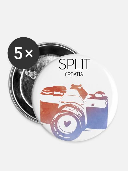Split, Kroatien - Buttons groß 56 mm (5er Pack) - Weiß