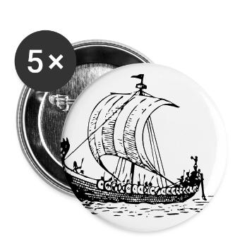 bateau viking - Lot de 5 grands badges (56 mm) - blanc - Devant