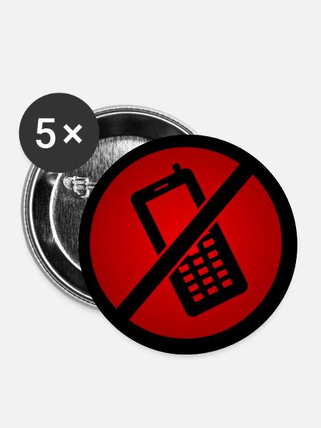 Handy Verboten :) - Buttons groß 56 mm (5er Pack) - Weiß