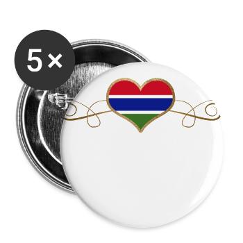 Gold Love Pays Racines Gambie - Lot de 5 grands badges (56 mm) - blanc - Devant