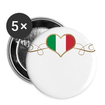Gold Love Pays Racines Italie - Lot de 5 grands badges (56 mm) - blanc - Devant