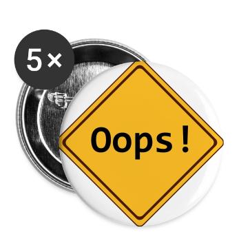 error, oops!, anpassbar - Buttons groß 56 mm (5er Pack) - Weiß - Vorne