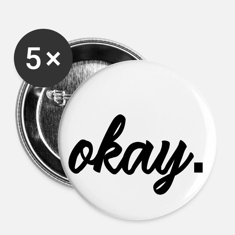 Cool okay design - Buttons large 2.2''/56 mm (5-pack) - white