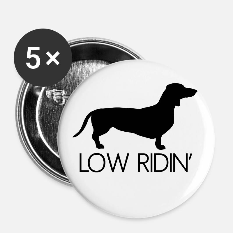 Dachshund Low Ridin ' - Buttons large 2.2''/56 mm (5-pack) - white