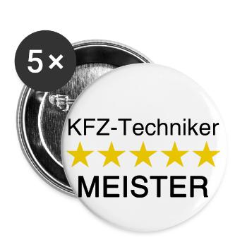 KFZ Techniker Meister - Buttons groß 56 mm (5er Pack) - Weiß - Vorne