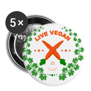 La vie végétalien 100% Nature - Lot de 5 grands badges (56 mm) - blanc - Devant